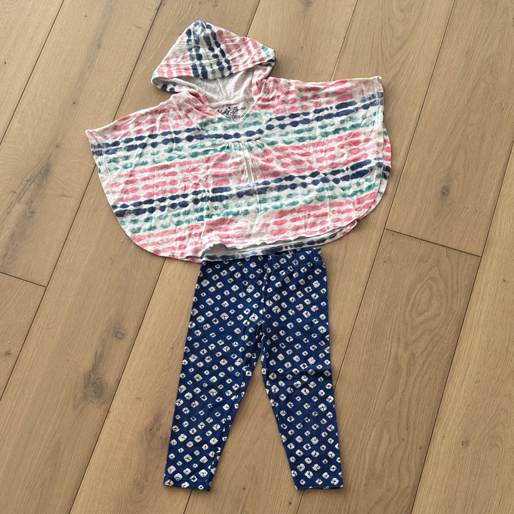 Lucky Brand Girls Striped Hooded Top in Pink, Teal, Navy & White